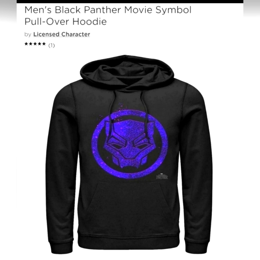 Marvel Avengers Wakanda Forever BLACK PANTHER T'Challa Hoodie XL Black Purple